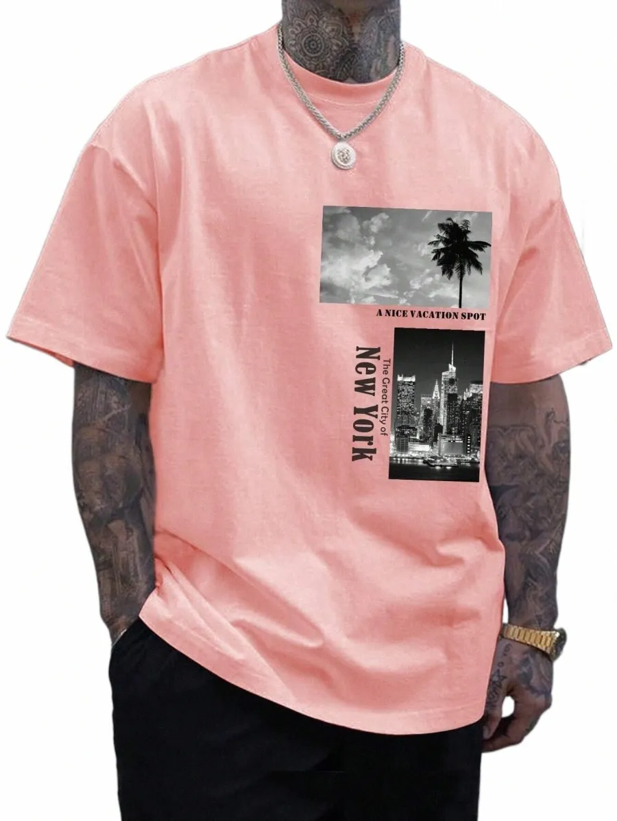 T-shirt de marque pour hommes Cott Casual New York Letter Printing Tee Top T-shirt d'été à manches courtes T-shirts surdimensionnés Vêtements 2024 v9gG #