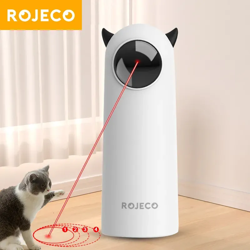 Rojeco Automatiska kattleksaker Interaktiva smart retande husdjur Led Laser inomhus leksakstillbehör handhållen elektronisk för hund 240314