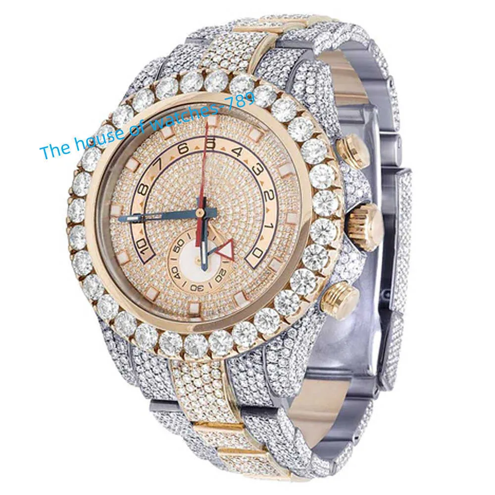 Högkvalitativ handgjorda inställning Iced Male Female Luxury Fine Jewelry Moissanite Watch