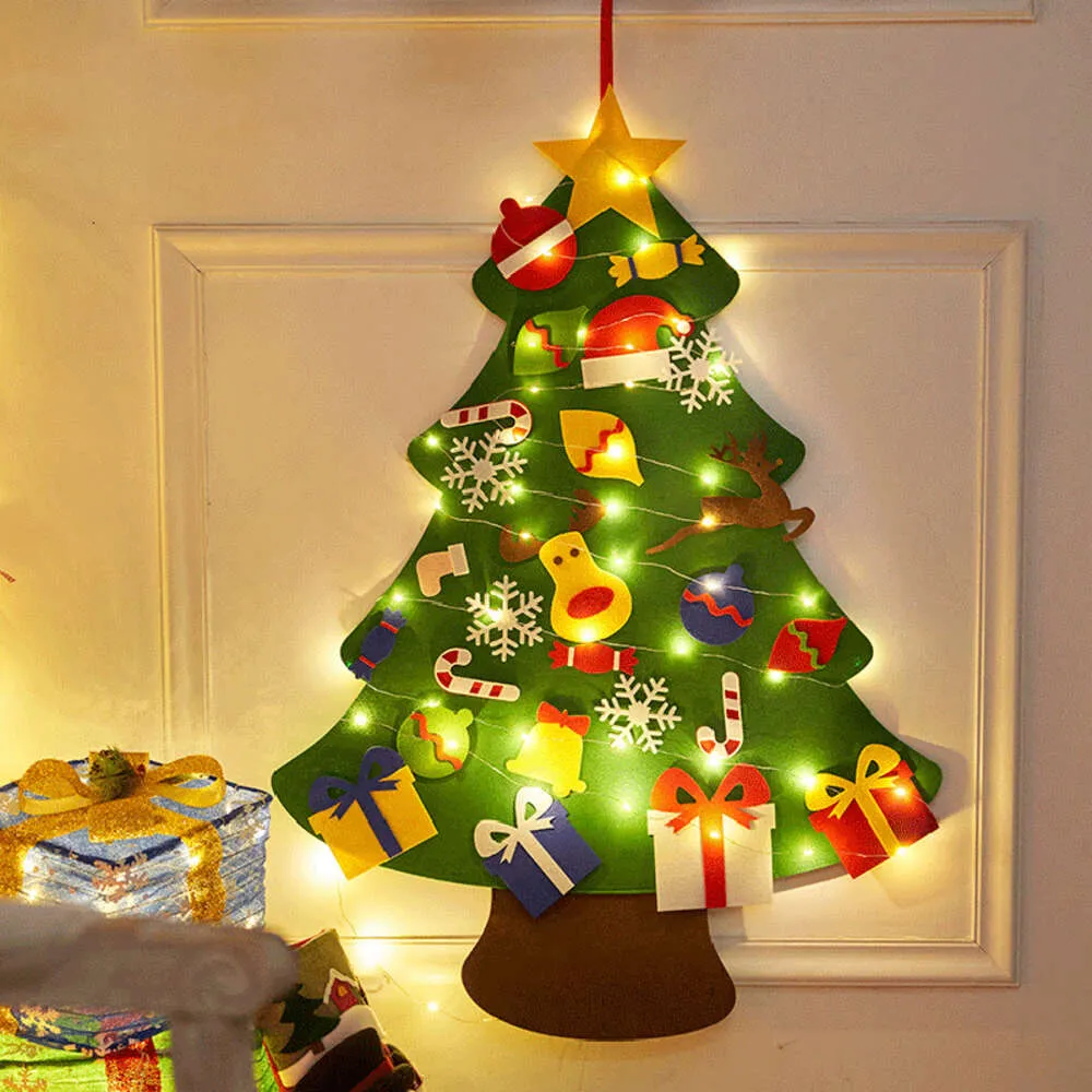 Nuevo Juguete Montessori para niños, 32 Uds., adornos navideños de fieltro DIY para niños pequeños, tablero ocupado, árbol de Navidad para el hogar, regalo de Año Nuevo