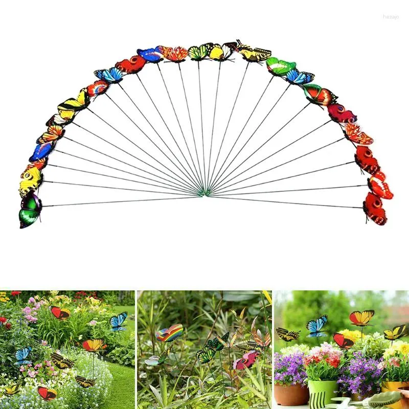 Decorative Flowers 50pcs Pvc Simulation Pole Butterfly Decoration Garden Flower Arrangement Gardening Ornaments