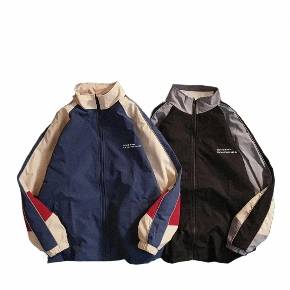 men Varsity Jacket Hip Hop Patchwork Color Block Windbreaker Coats Men Spring Autumn Korean Streetwear Thin College Jackets 64er#