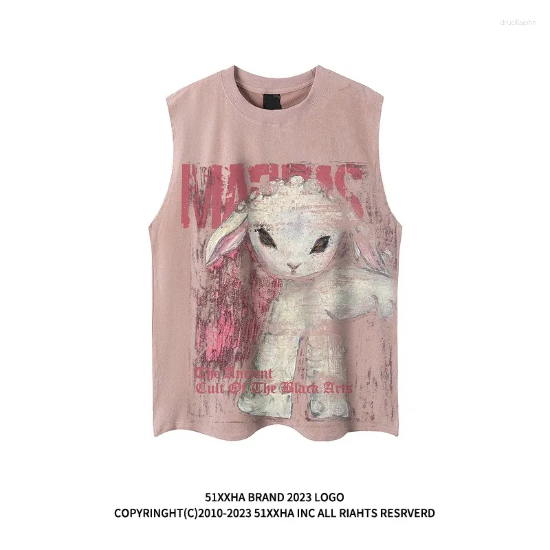 Tanques de mujer Mujeres camiseta rosa Harajuku Coreano Y2K Impresión gráfica Tee Top Vintage Elegante Estética Camisetas sin mangas 2000s Trashy