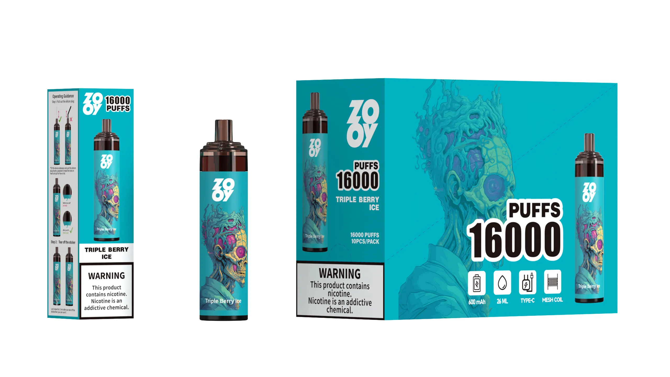 Zooy Tornado 16000puffs/ZOOY Diamond 15000puffs Vape usa e getta con innovazione della bobina a rete