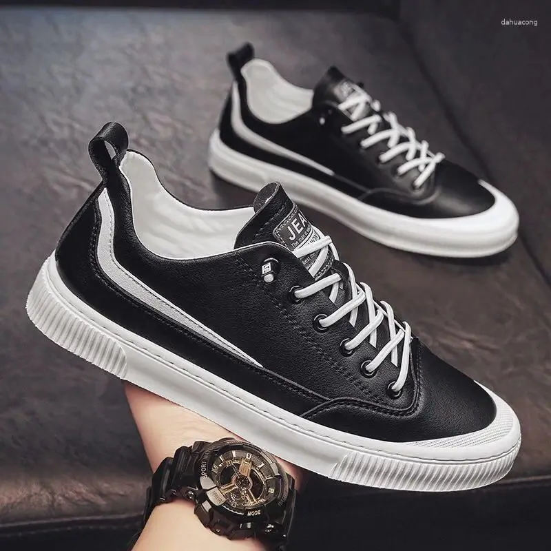 Casual Shoes Men Pu White Male Lace Up Sneakers 2024 Spring Autumn Man Walk Fashion Shoe Solid Walking