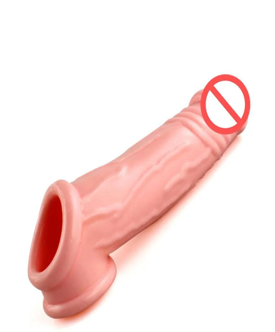 Sex Toys Massagers Vuxen Penis Extender utvidgning Återanvändbar penishylsa för män Förlängning Cock Ring Delay Couples Product4759303