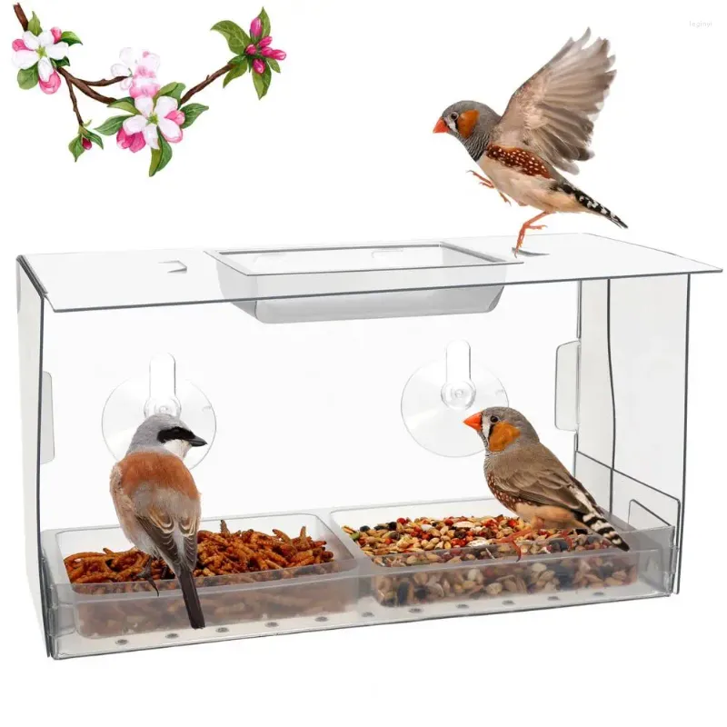 Другие товары для птиц Кормушка для попугаев Емкость дозатора еды Прозрачное окно для использования в помещении и на открытом воздухе Складной дизайн Сад