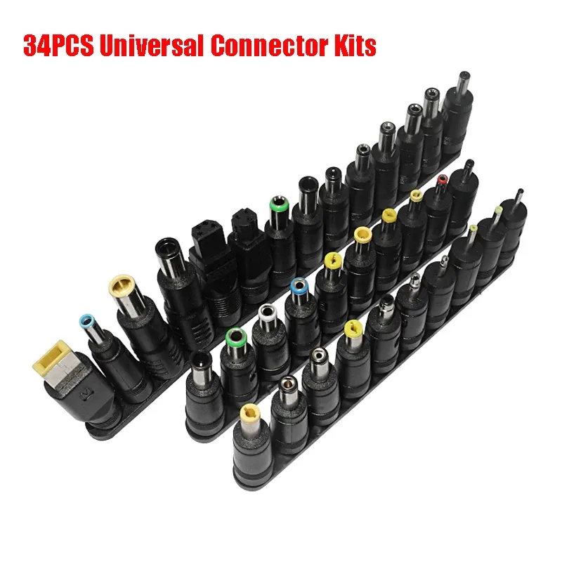 Adapter 34PCS Universal DC Connectors 5.5mmx2.1mm Power Adapter Tips Kits for Lenovo Thinkpad Asus Hp Laptop Power Supply Plug Jack Sets