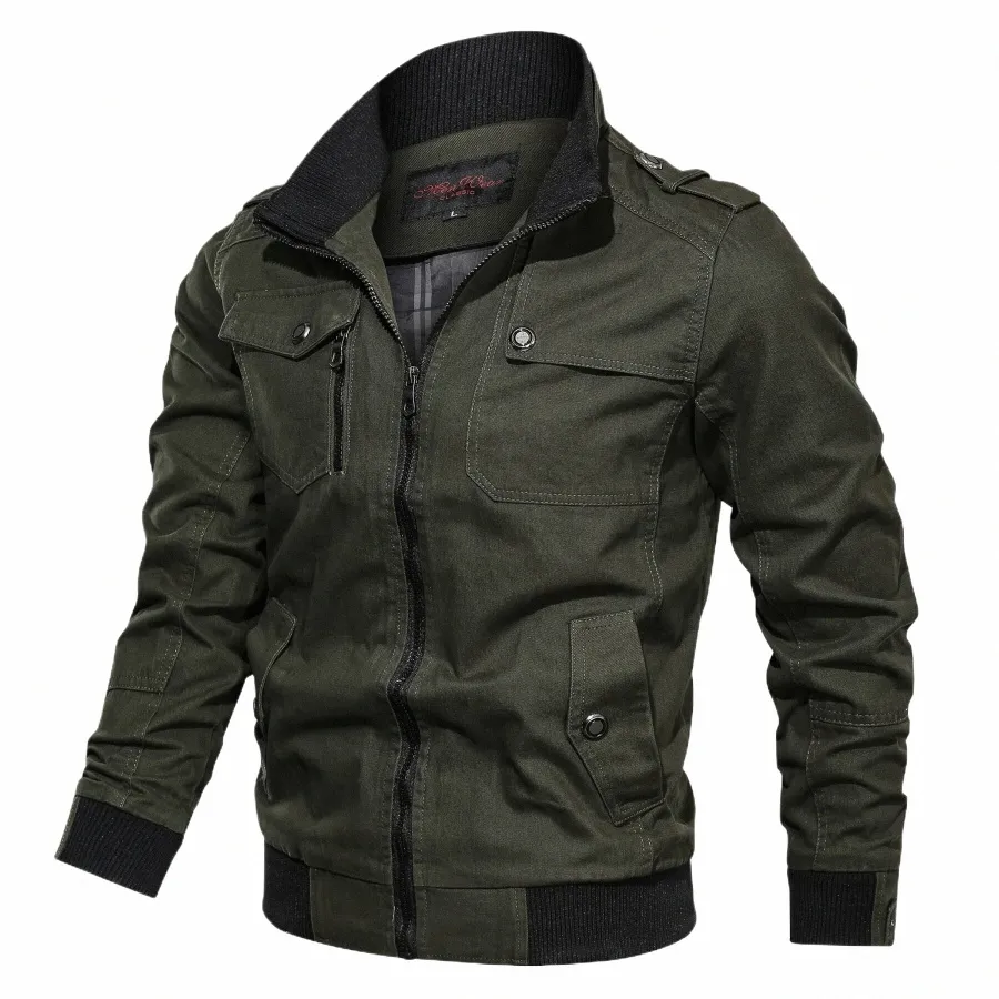 Jaqueta masculina militar tático homem jaquetas casaco zíper jaquetas de carga gola outwear cott blusão topos 2022 nova marca p5gq #