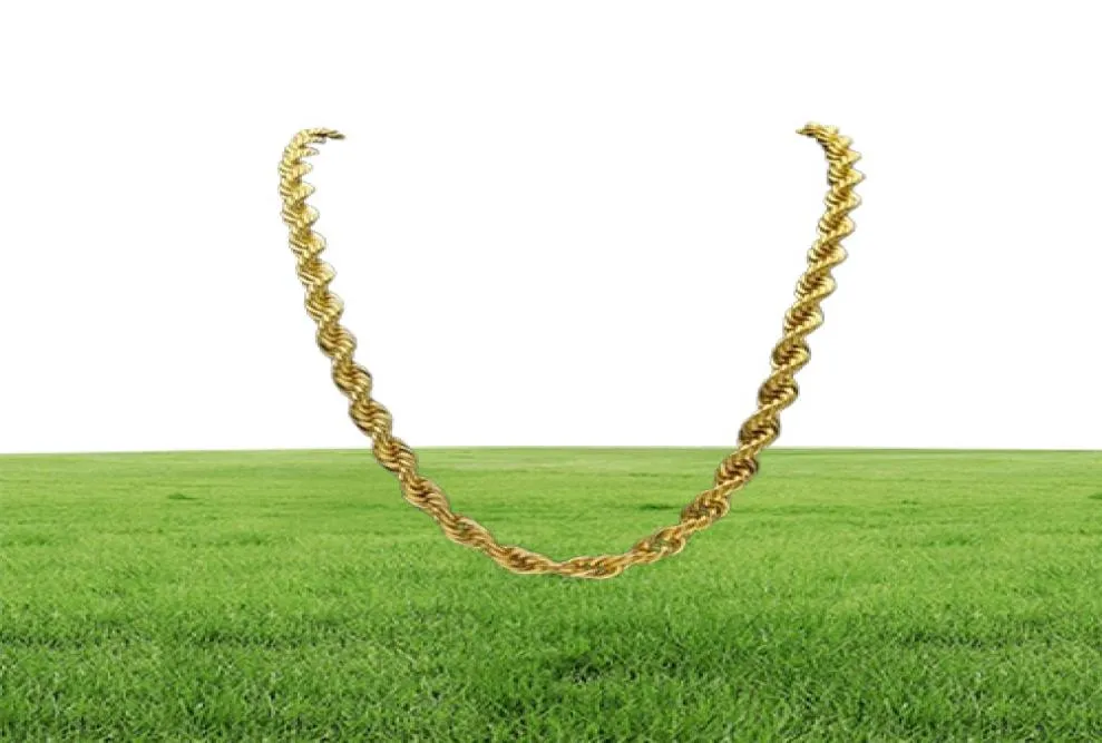 Gold Rope Chains For Men Fashion Hip Hop Necklace Jewelry 30inch Thick Link Chain7564297