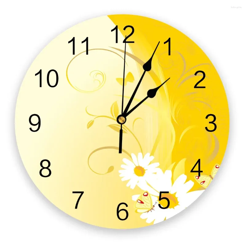 Настенные часы с бабочкой и цветочным узором, часы для спальни, большие современные кухонные обеденные круглые часы, часы для гостиной, домашний декор