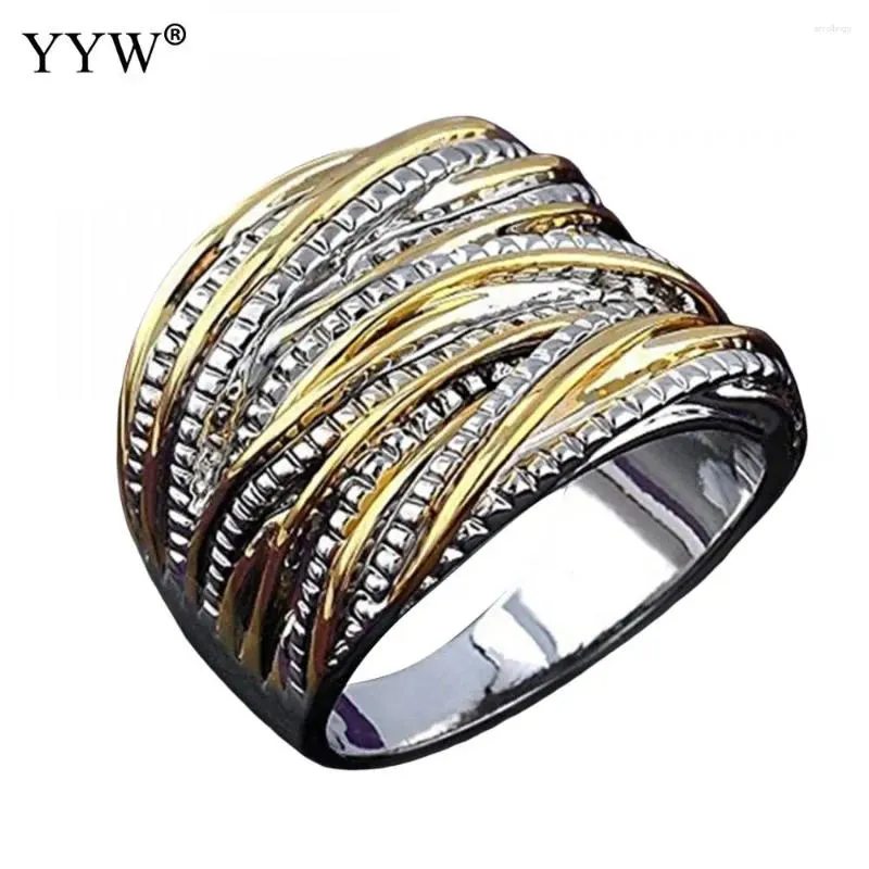 Bagues de cluster YYW 2024 Fashion Bague en alliage de zinc ronde couleur or unisexe doigt beau cadeau de bijoux