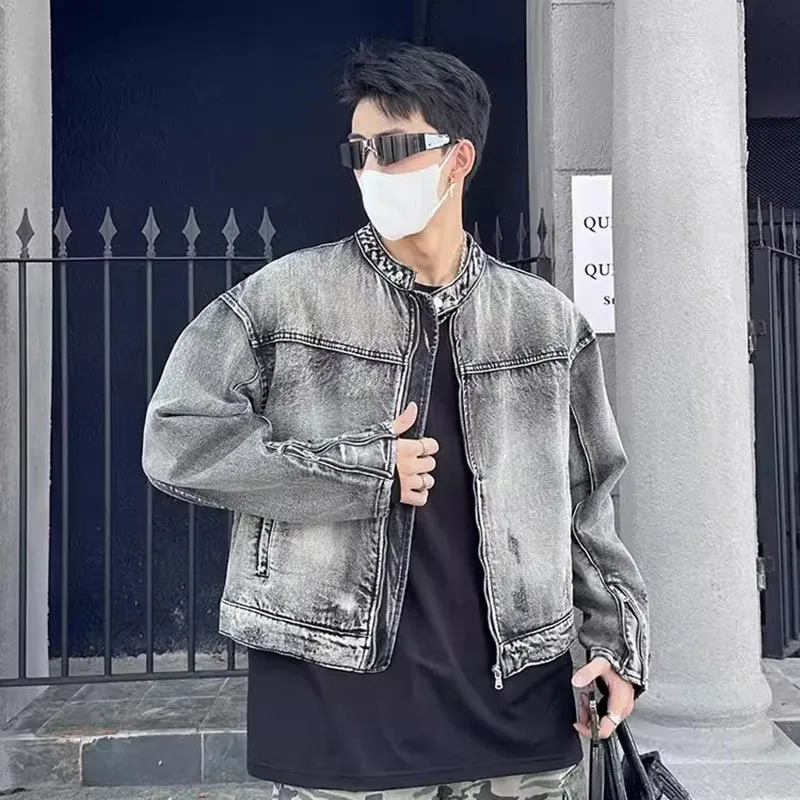 Denim Jacket Spring Outfits Men Jacket Men Short Length Denim Jacket Retro  Denim Jacket Men's