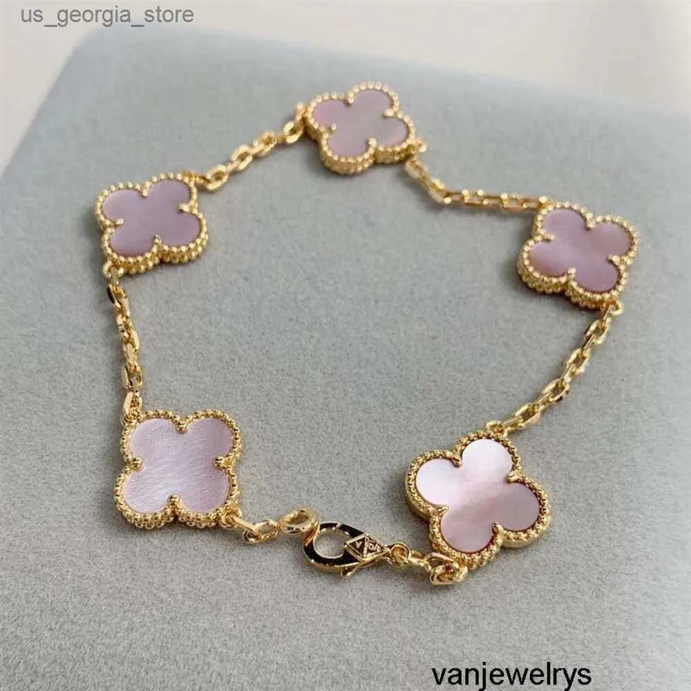 Charm Bracelets van clover bracelet designer four leaf clover bracelet mother of pearl 18ct gold branded love charm bracelet crystal diamond gift Y240327