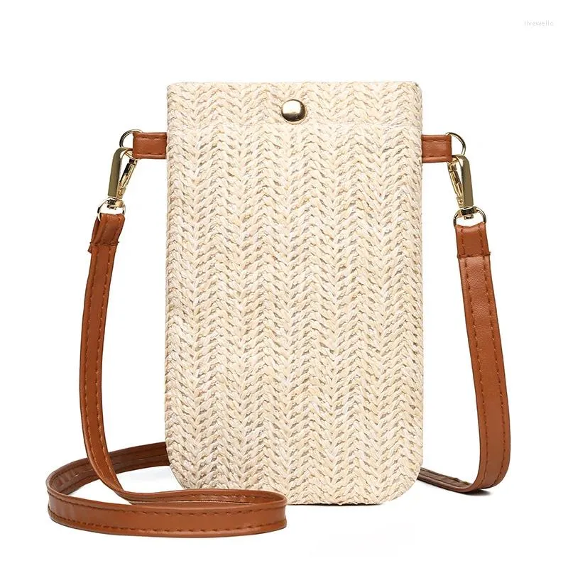 Shoulder Bags Fashion Woven Straw Ladies Crossbody Messenger Bag Summer Bohemia Beach Rattan Pack Small Solid Mobile Phone Coin Purse