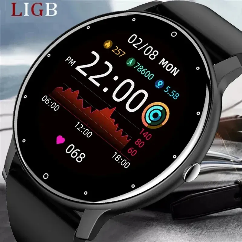 Horloges LIGB 2023 Nieuwe Smart Horloge Mannen Full Touch Screen Sport Fitness Horloge IP67 Waterdichte Bluetooth Voor Android ios smartwatch Mannen + doos