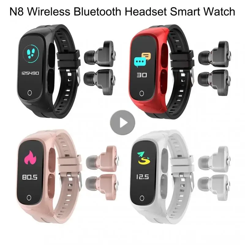 Zegarki N8 inteligentne zegarek z bezprzewodowymi słuchawkami TWS Bluetooth Compatybilna 5.0 Zestaw słuchawkowy połączenie snu Monitor serca inteligentne zegarki