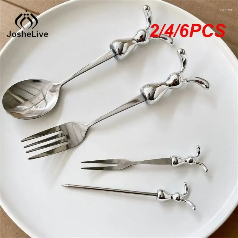 Vorken 2/4/6PCS Patroon Dessert Scoop Spiegel Polijsten Keuken Tool Ijs Servies Krachtige Gladde vork Tanden