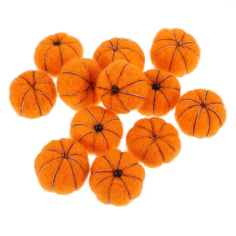 Dekorativa blommor 12 PCS ull filt pumpa mini konstgjorda pumpor julgran dekorationer xmas dekor krans