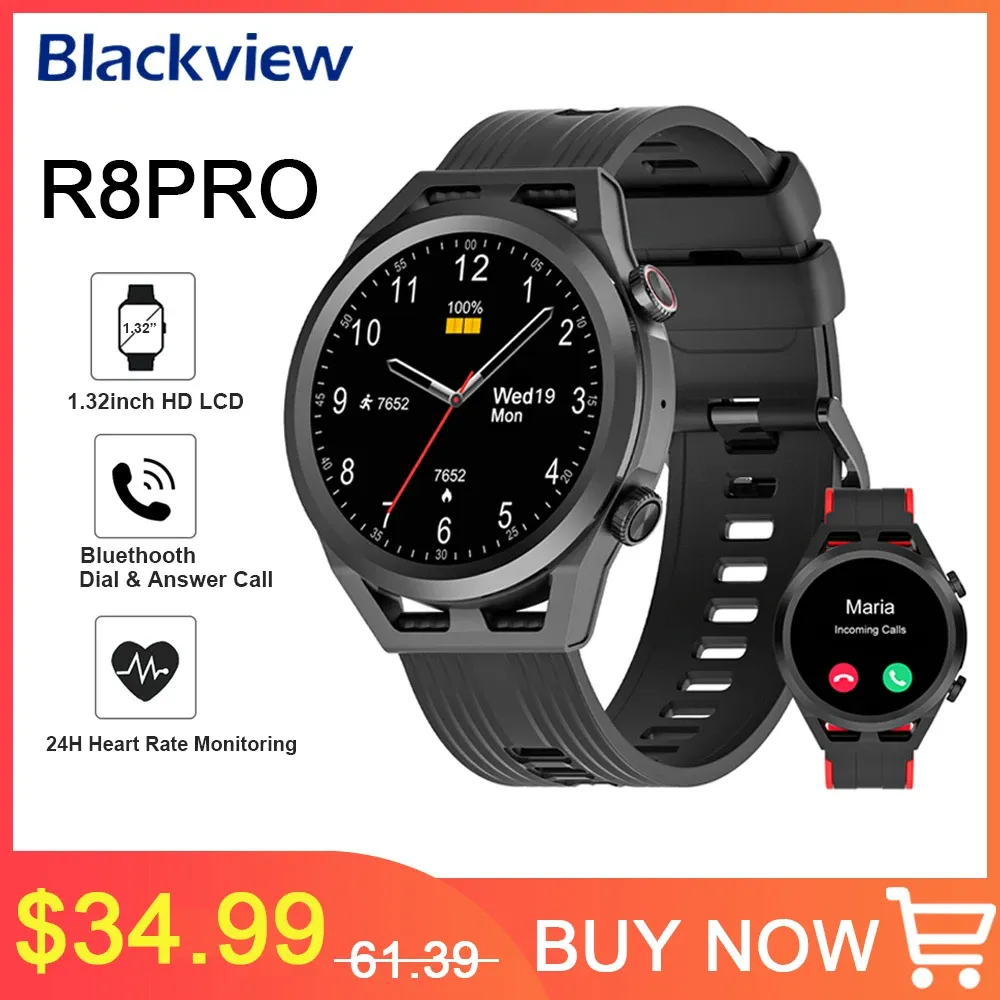 Uhren Blackview R8 Pro Smart Watch Bluetooth Telefonanruf Männer Smartwatch Blutdrucküberwachung Sport Fitness Globale Version