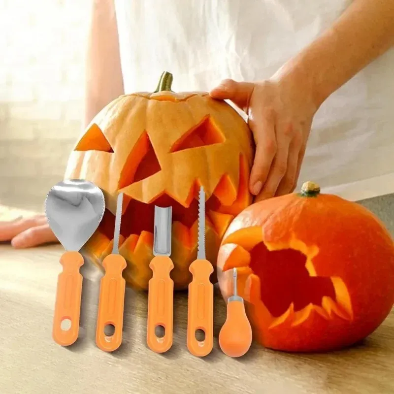 2024 Kit di strumenti intagliare la zucca Set di strumenti intagliare la zucca di Halloween Stencil Forniture tagliare la zucca Incisione Taglio da cucina