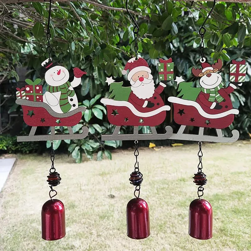 Party Supplies Snowman Decoration Chimes Christmas Wooden Santa Color Wind Ornaments Bells Live Butterflies For Memorial