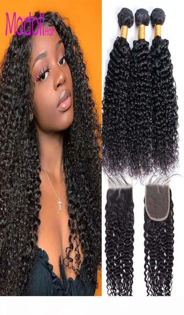 Indian Kinky Curly Human Hair Bundles With Closure Middle Brown HD Swiss Lace Closure Human Hair 3 Bundles With Closure Remy Hair 1975992