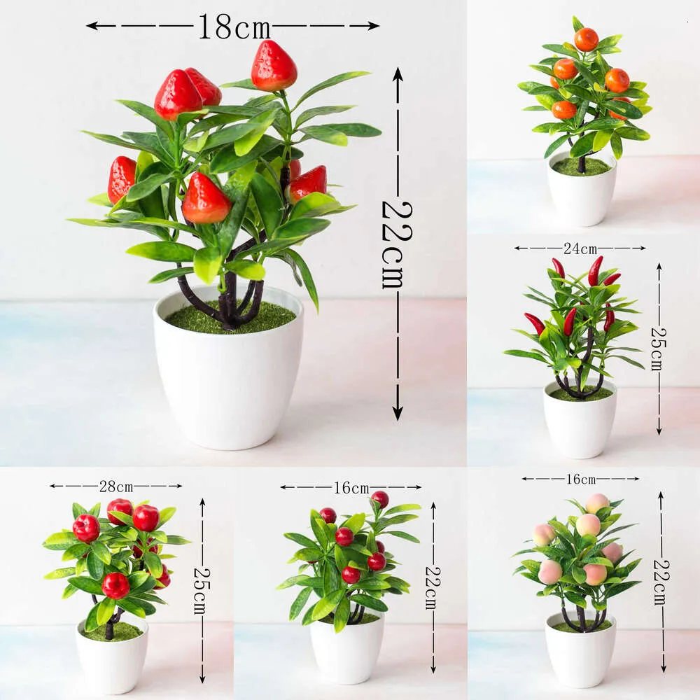 2024 Simulerade gröna växter Simulerade växter Dekorativ bonsai -frukt och krukväxter Strawberry Orange Simulation Tree