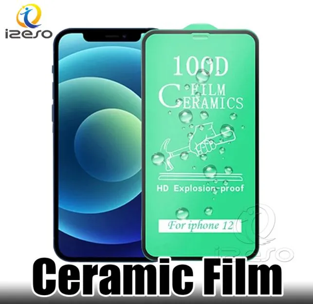 Film de protection d'écran en céramique 100D, verre trempé transparent contre les explosions pour iPhone 14 13 Pro Max 12 11 XS XR 8 7 Plus izeso4296212