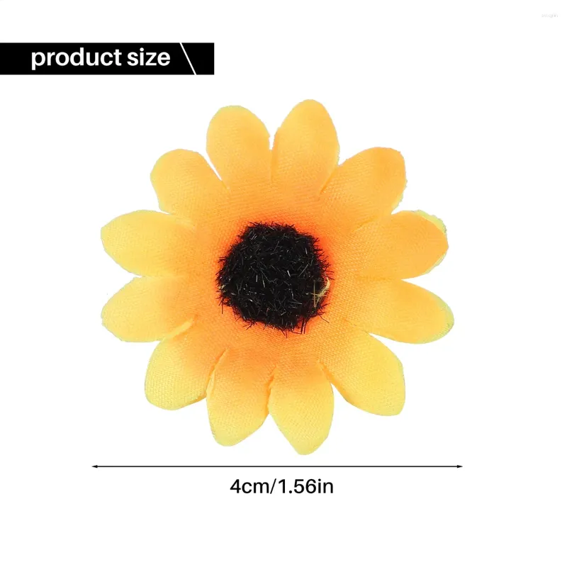 Flores decorativas 100 pçs girassol artificial pequena margarida gerbera cabeças de flor para decoração de festa de casamento (café amarelo)