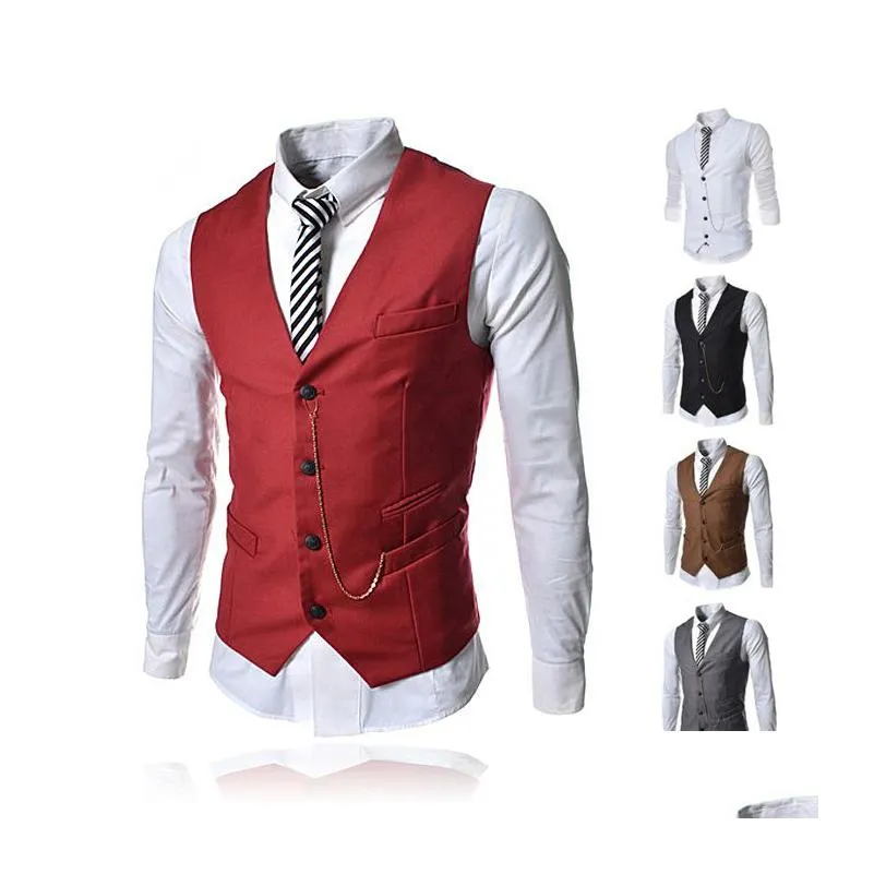 Men'S Vests Men Business Formal Mens Waistcoat Fashion Groom Tuxedos Wear Bridegroom Casual Slim Vest Custom Made With Drop Delivery A Dh8Qm