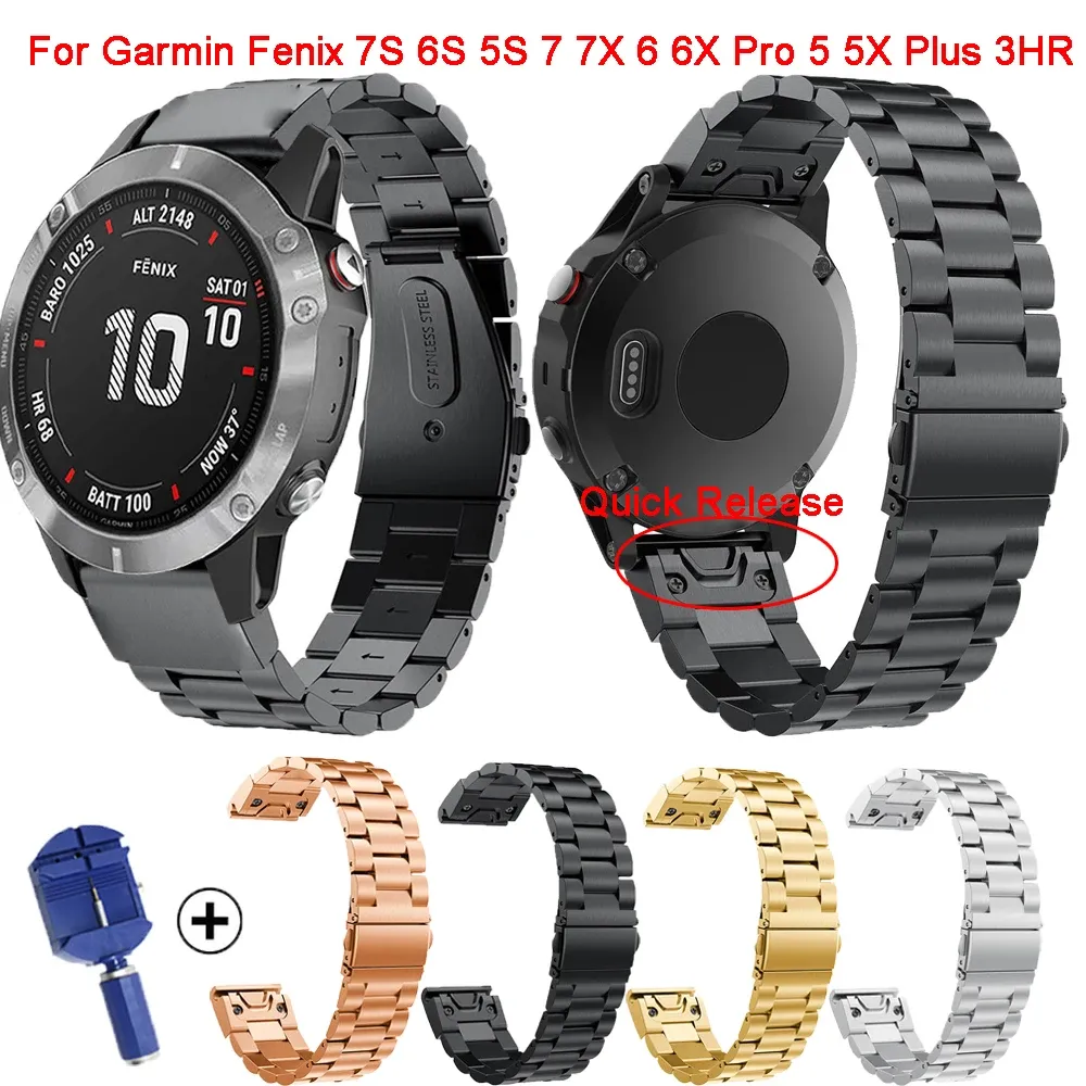 Cases 20 22 26mm Stainless Steel Strap For Garmin Fenix 7 7S 7X 6S 6 6X Pro 5S 5 5X Plus 3HR Watch Wrist Band Quick Release Bracelet