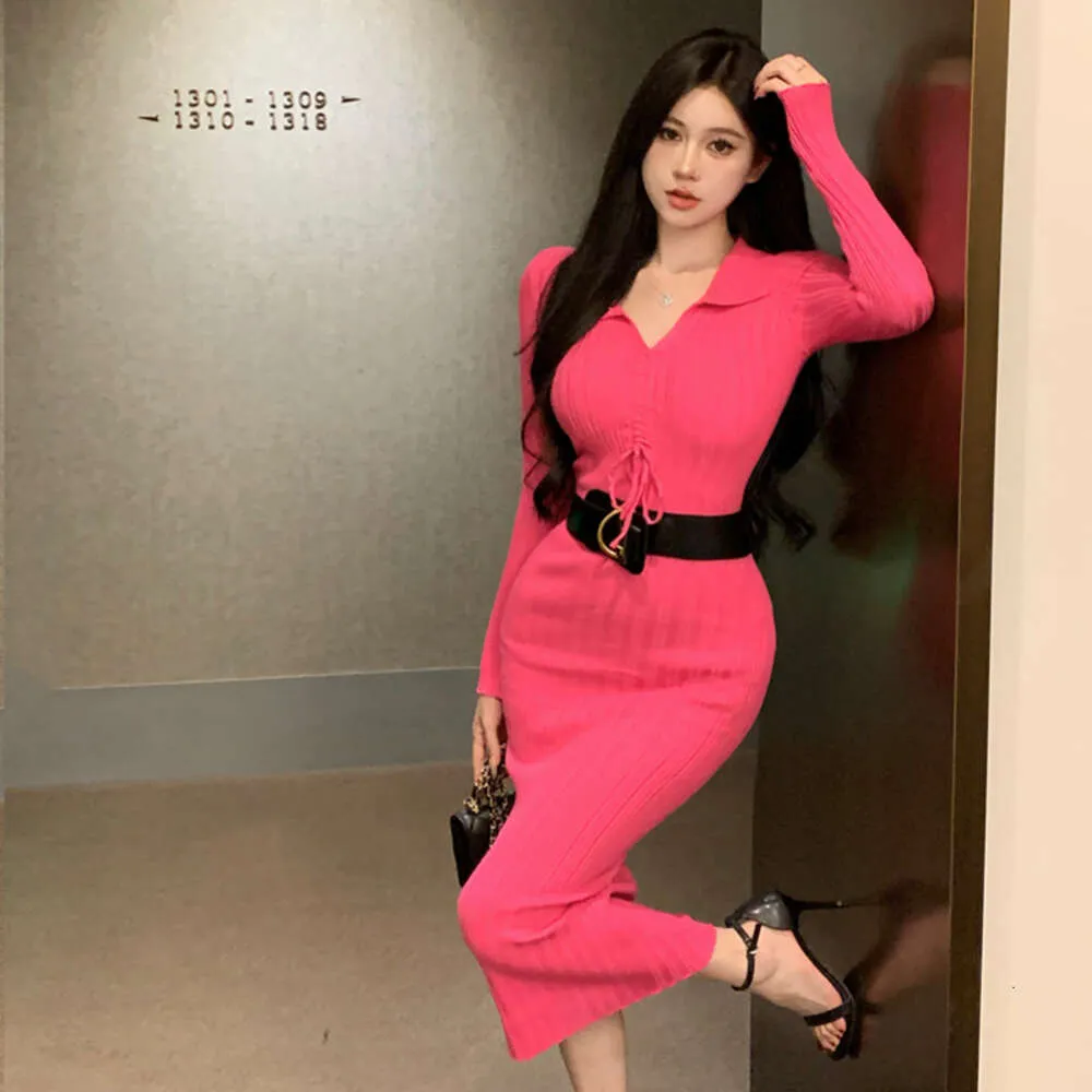 SEX Dresspolo Solid Color Drawstring Tight Fitting Waist Slimming Knit Skirt Sexy Spicy Girl Wrap Bottom 761778