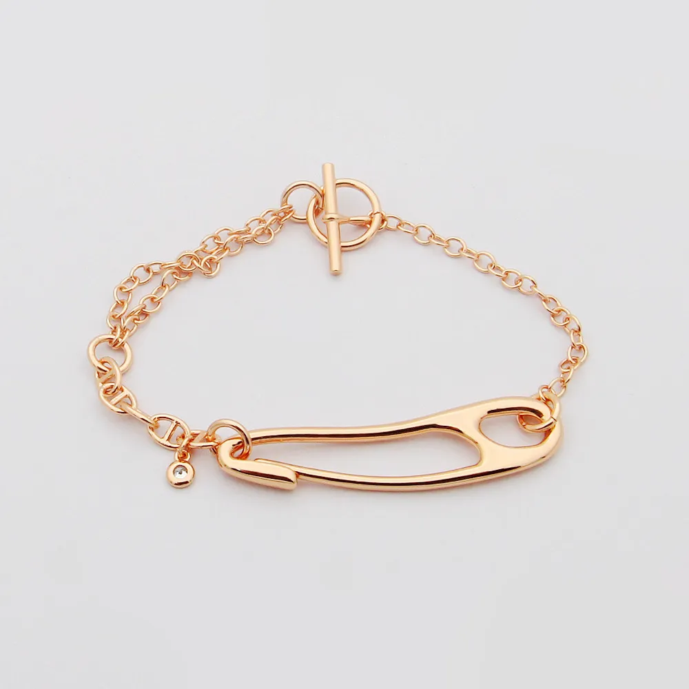 Stainless steel fashionable letter glossy pin bracelet rose gold silver Bracelet for woman