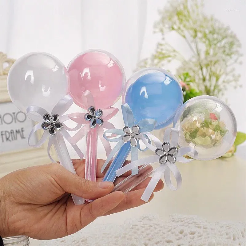 Presentförpackning 12st Lollipop Candy Box genomskinlig Bowknot Plastic Wedding Party Baby Shower Supplies