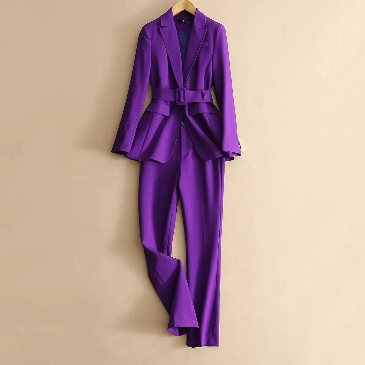 Autumn Womens Purple Simple Blazer Work Office Ladies Suit Fashionable Professional och singel 240327