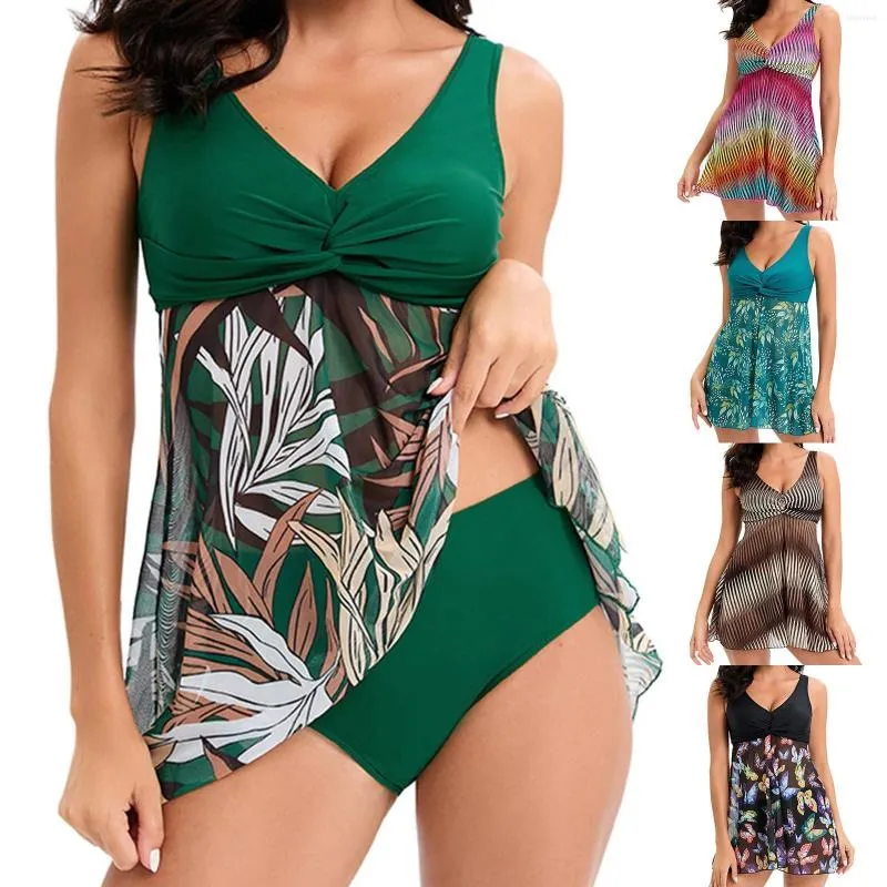 Mulheres Swimwear 2024 Malha Split Saia Maiô Tankini Conjunto Cobertura Completa Mulheres Banheiras Conjuntos Biquinis Brasileiros