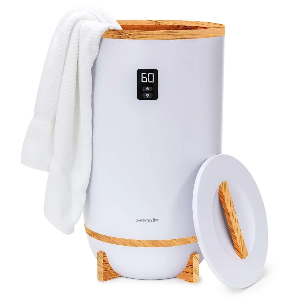 Serenelife Single Touch Ręcznik Ketowy z aromatycznym uchwytem na tacę i pierścieniem LED szary, idealne dwa duże ręczniki kąpielowe, automatyczna funkcja odcięcia, wbudowana