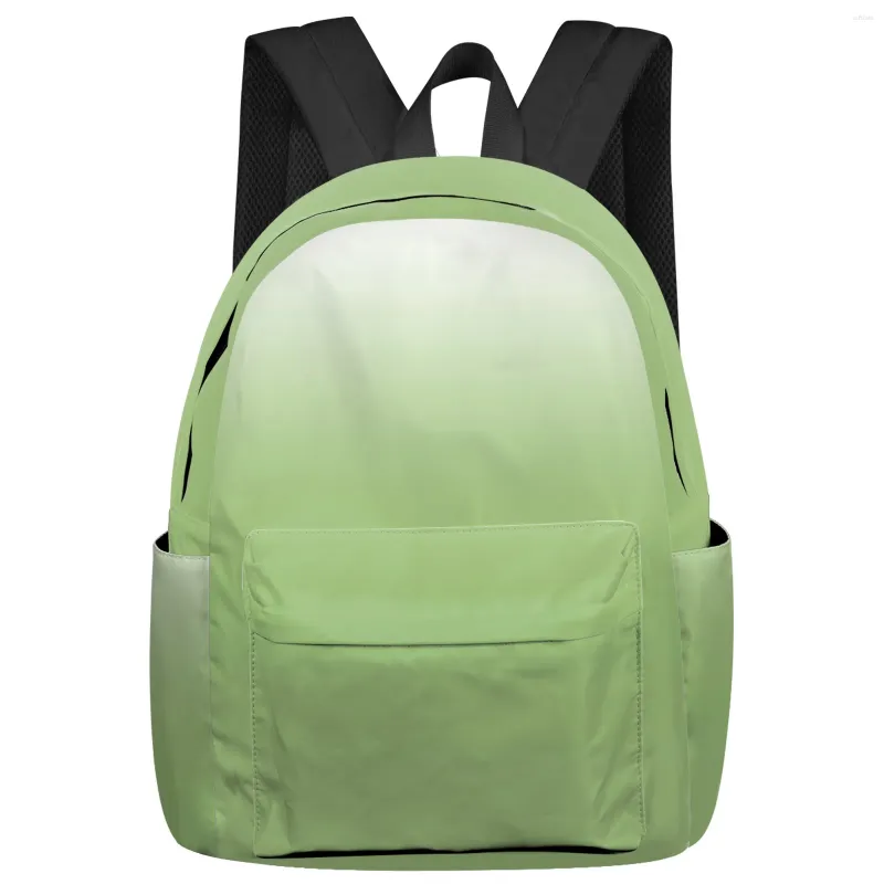 Backpack Green White Gradient Women Man Backpacks Waterproof Travel School For Student Boys Girls Laptop Book Pack Mochilas