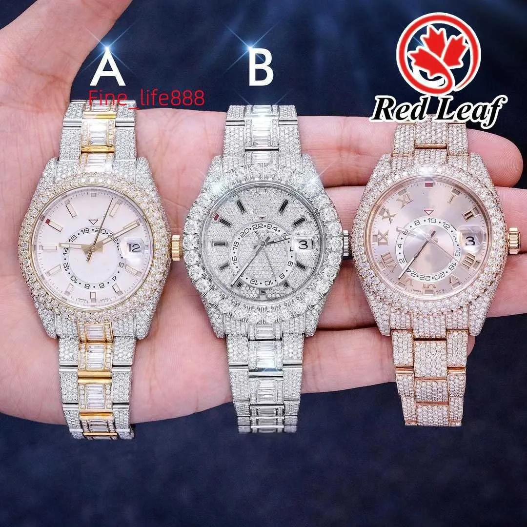 Redleaf Hip Hop Bussdown montre hommes 41MM glacé montre de marque de luxe réglage fait à la main VVS Moissanite montre