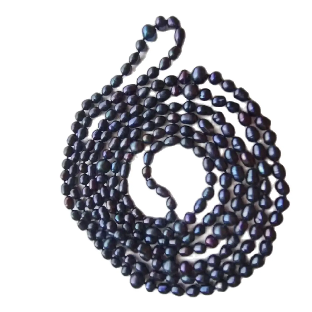 Collier long de perles d'eau douce de riz noir, 5 à 9mm, chaîne de pull de 164cm pour femmes