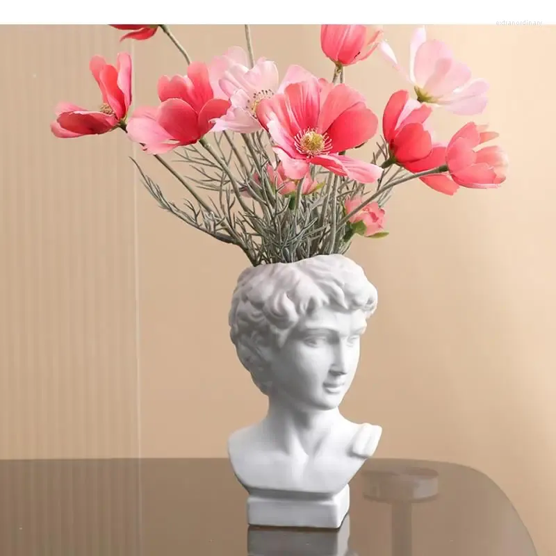 Vasos David Vaso de Cerâmica Estátua Home Figura Arranjo de Flores Decoração Sala de Estar Escultura Pote Itens Domésticos