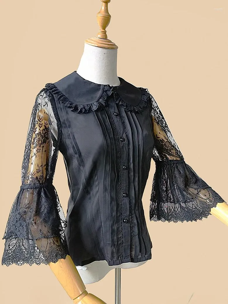 البلوزات النسائية Zhi Xiang Lace Mid Suged Shirt حلوة خمر الزملاء بلوزة لوليتا من Infanta