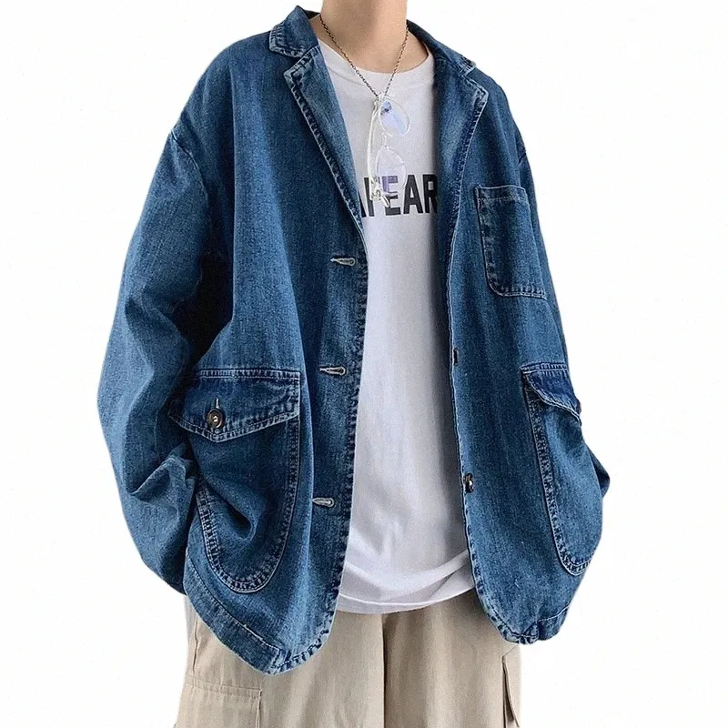 2023 Printemps Nouveau All-Match Coréen Versi Veste Homme Coupe Ample Wed Fi Casual Denim Manteau Bomber Vestes Hommes Vêtements s2aD #