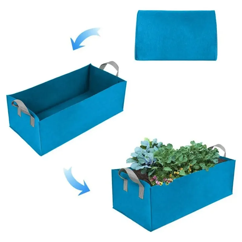 2024 Tyg Upphöjd trädgårdsbädd Square Garden Flower Grow Bag Vegetabiliska Planting Bag Planter Pot With Handtag för växter