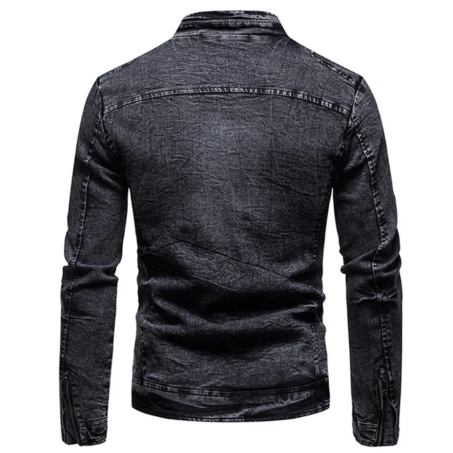 Denim jacket men slim fit best sale