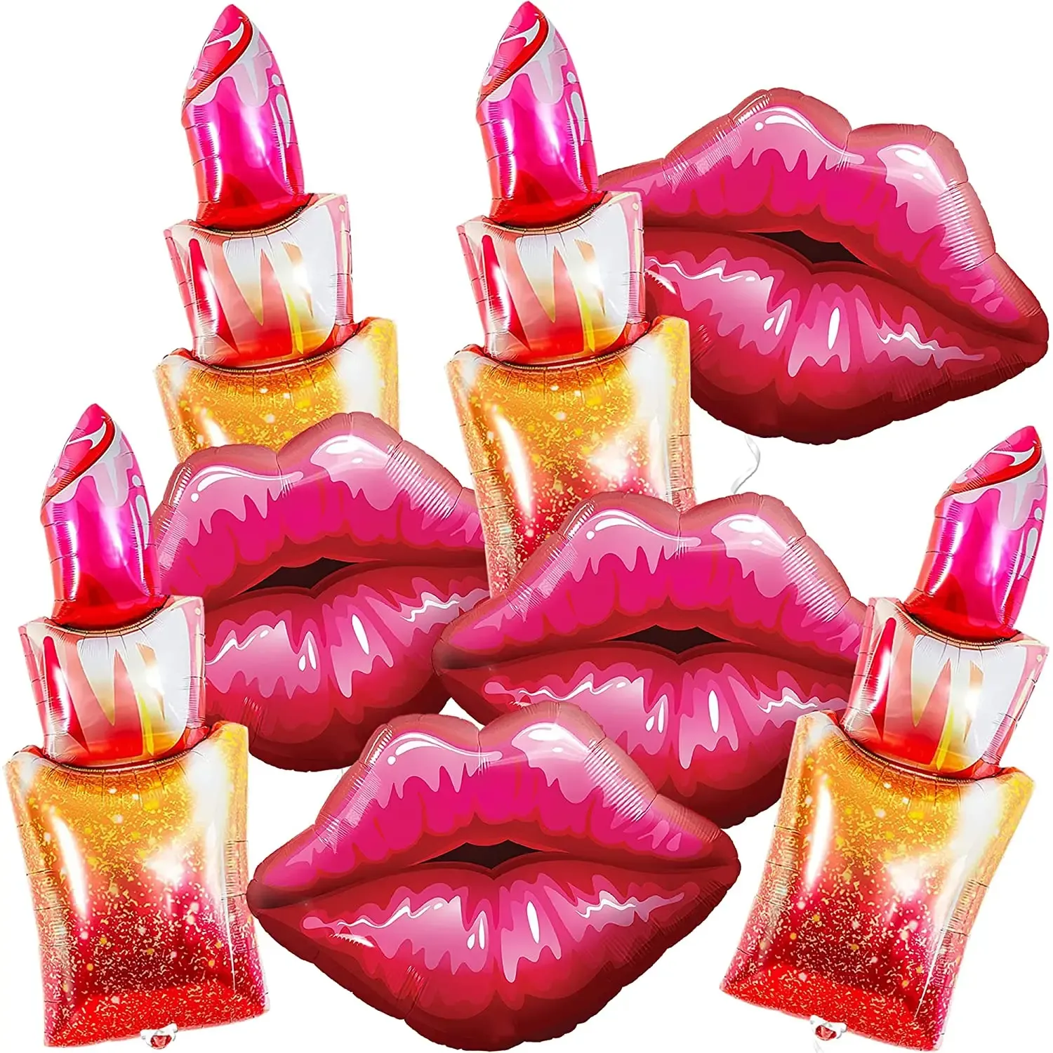 Decoration 8pcs Giant Lipstick Foil Balloons Red Lips Balls Wedding Makeup Theme Girls Party Valentine's Day Spa Birthday Bridal Decor