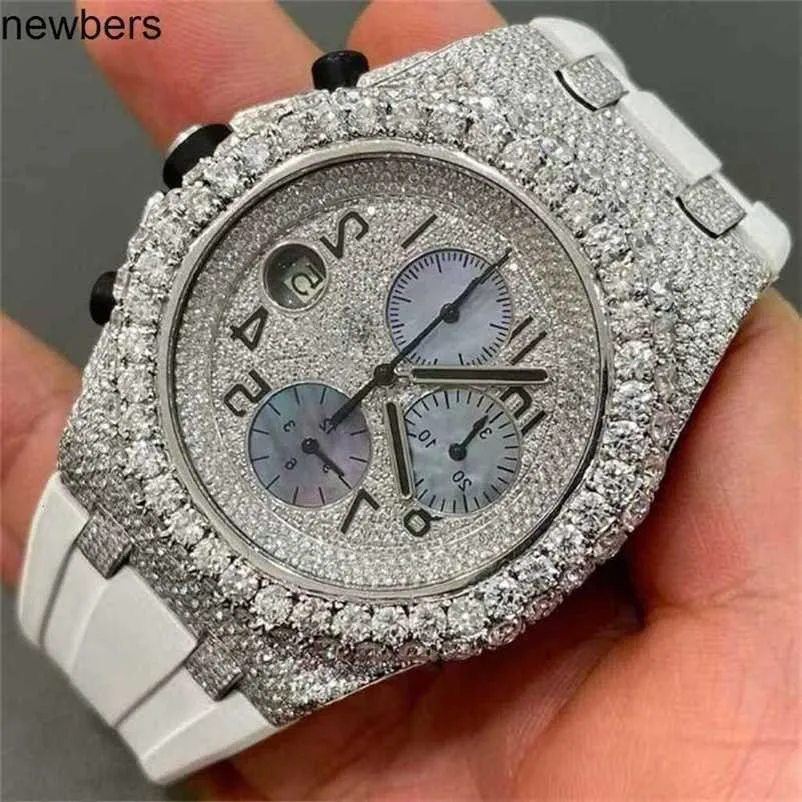 Diamonds Ap Watch Apf Factory VVS Iced Out Moissanite kan tidigare Test Luxury Diamonds Quartz Movement Iced Out Sapphire 3nnj 2023 Other Out VVS1 Ton Gold Color Mechn3VG