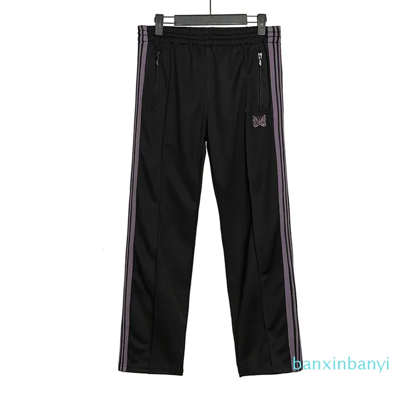 3 Renk Moda Sweatpants Kelebek İşlemeli Yan Stripe Erkek Kadınlar Uzun Pantolon Drawstring Pants High Street