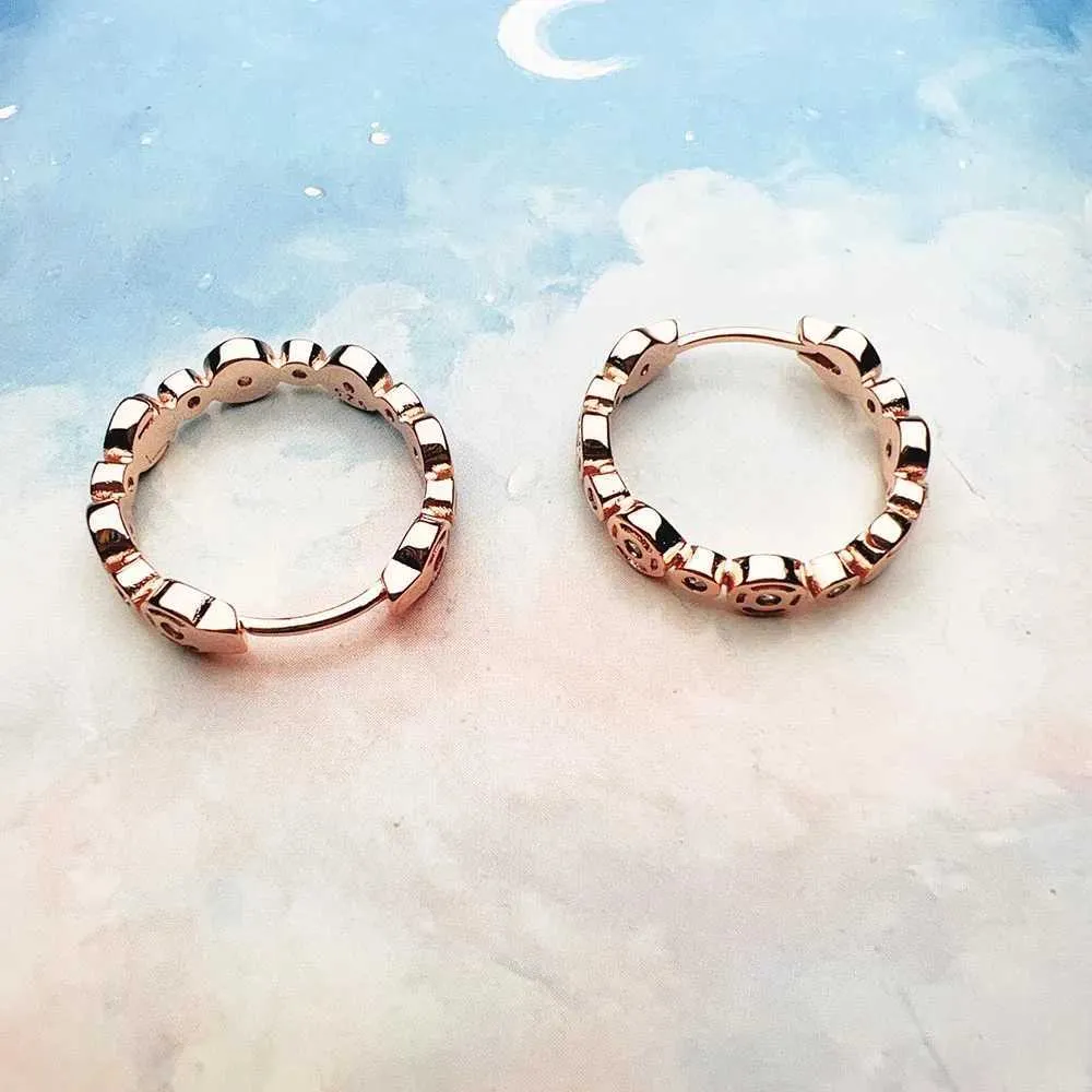 Hoop Huggie Rose Gold Creole Round Edge Earrings With European Style Glam Trendry Exquisite SMEEXKE WOMENS Gift 925 Sterling Silver 24326